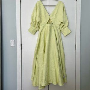 (NWT) ASOS Edition blouson sleeve midi dress in texture in lemon